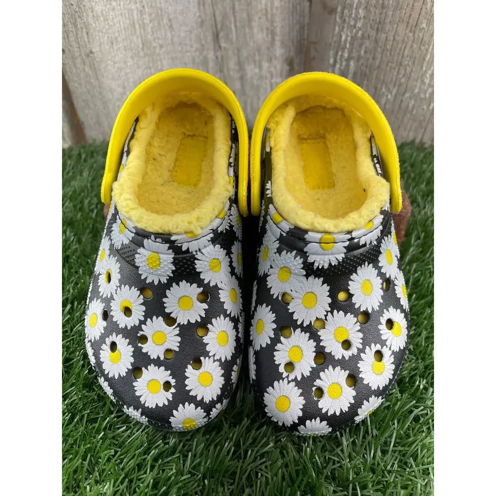 CROCS Lined Vacay Vibes Black Daisies Toddler C10 Clogs